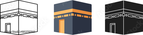 Holy Kaaba Sharif Vector Icon for Hajj and Umrah Pilgrimage