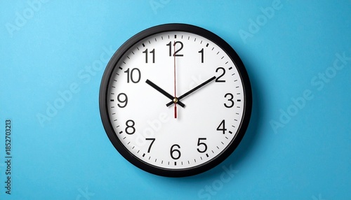 Wallpaper Mural Round Wall Clock – White Face with Black Numbers and Red Second Hand Displaying 10:10:30 Torontodigital.ca