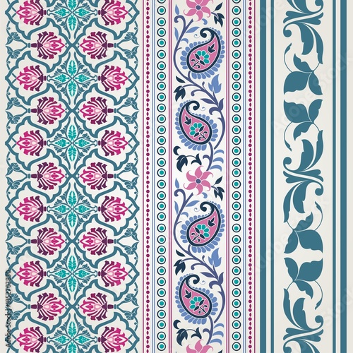 wedding card design, traditional paisley floral pattern , royal India	