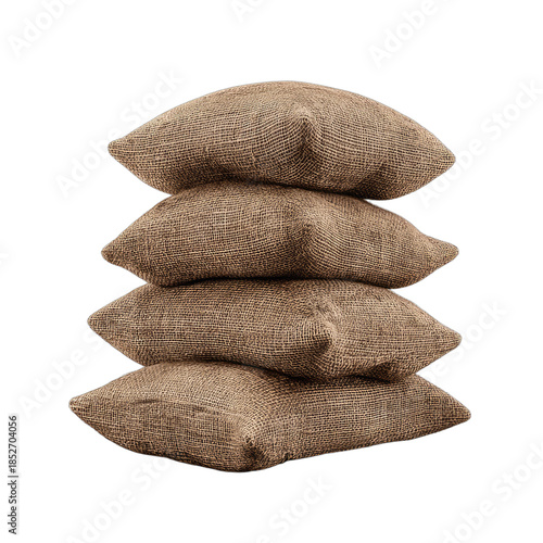 Stacked square cushions with textured fabric