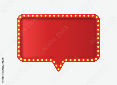 Red Marquee Speech Bubble with Yellow Lights