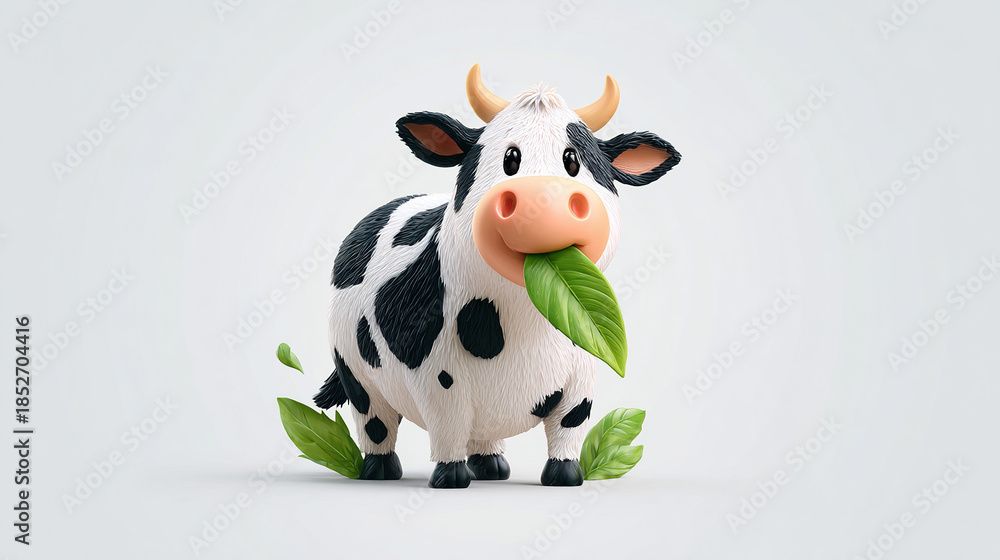 Fototapeta premium Cute Style 3D Cartoon Cow Character