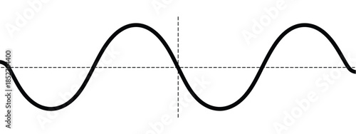 Sine wave illustration with x and y axes, vector diagram showing mathematical waveform,