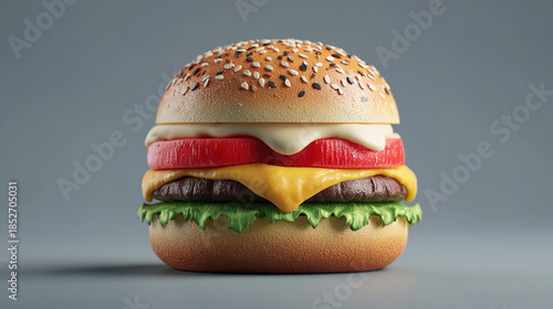 Cute Style 3D Cartoon Hamburger