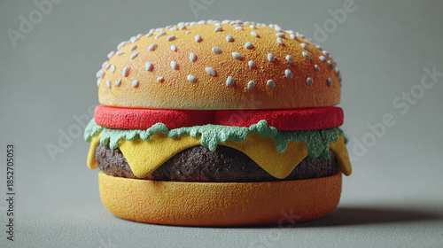 Cute Style 3D Cartoon Hamburger