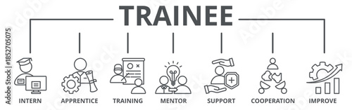 Trainee banner web icon vector illustration concept