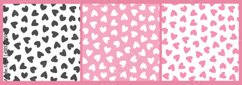 Valentine's day seamless patterns with hearts for wallpapers, backgrounds, wrapping papers, scrapbooking, stationery, textile prints, etc. EPS 10
