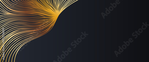 Golden Tree-Ring Lines on Black with Layout Space