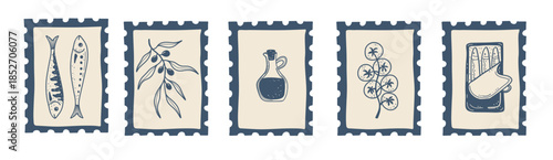 Italian Market Food Stamp Illustrations