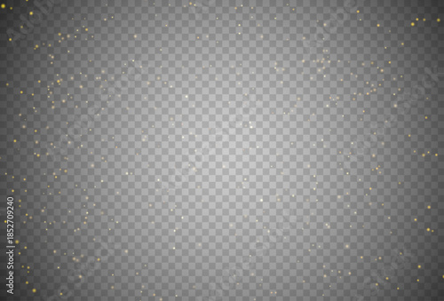 Small and semi-transparent golden dust particles scattered across a dark checkered background. Elegant glowing abstract texture.