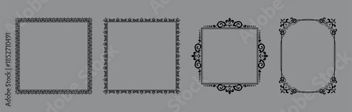Set of decorative frames Elegant vector element for design in Eastern style, place for text. Floral black and gray borders. Lace illustration for invitations and greeting cards