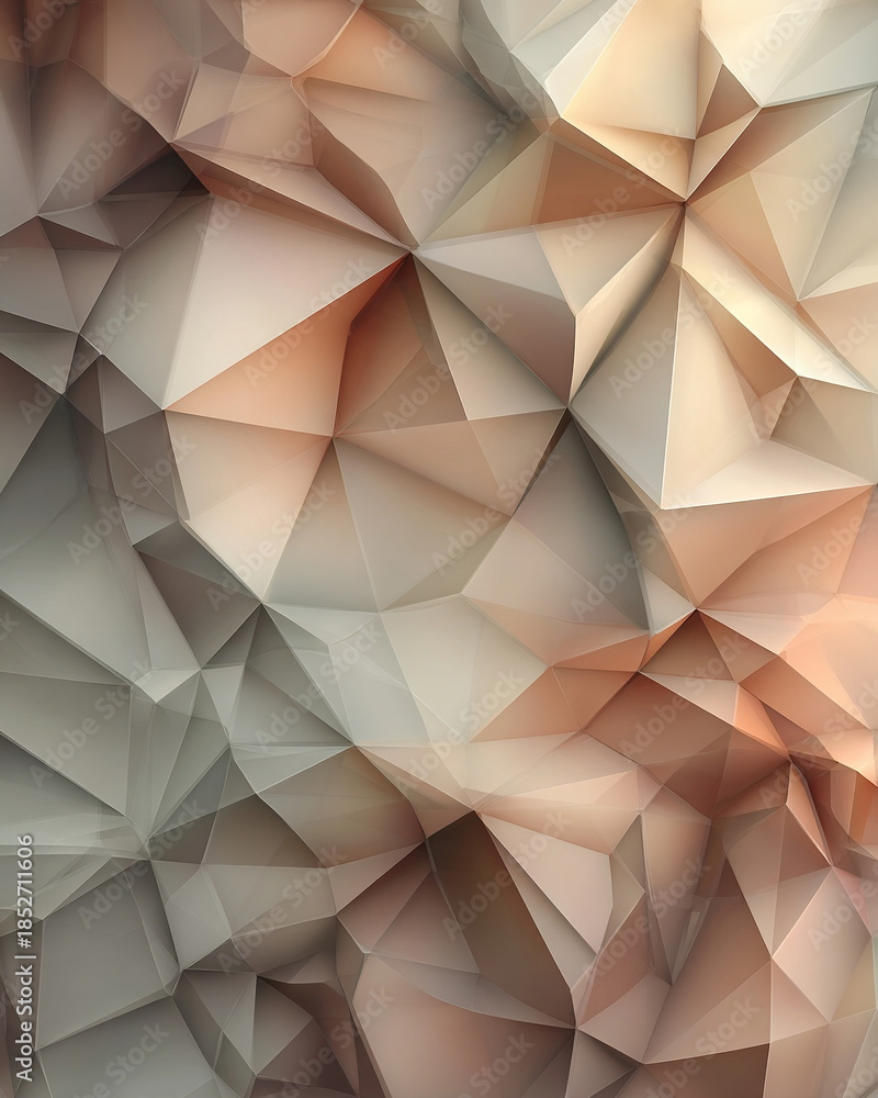 Obraz premium Soft Pastel Abstract Polygon Background with Geometric Shapes, Depth, and Subtle Lighting Effects