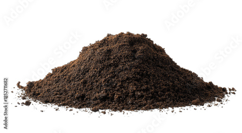 Small mound of dark, rich soil against a plain black background