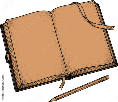 Open Book with Pencil