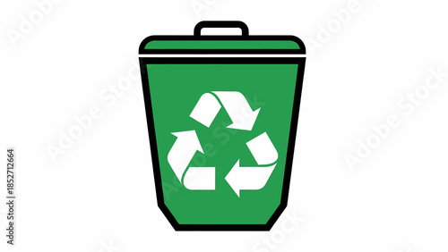 Green recycling bin icon with three chasing arrows indicating reuse and sustainability
