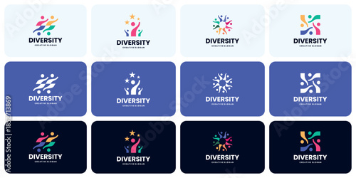 Colorful Human Community Diversity Symbol Logo Collection for Unity and Social Team Vector Design