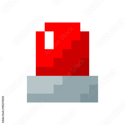 Red siren emergency fighing light pixel art icon vector design