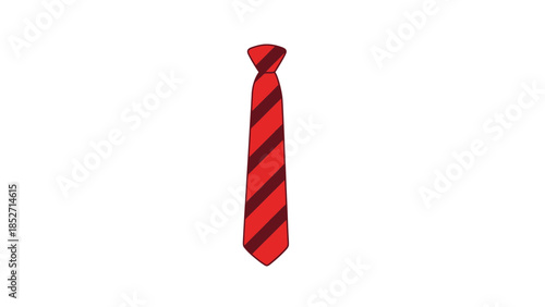 Red striped necktie isolated on white background for business fashion concepts