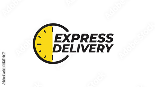 Express delivery logo with clock and fast shipping concept