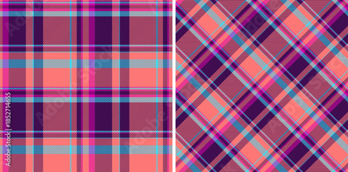 Texture check fabric of vector background textile with a plaid tartan seamless pattern. Set in favorite colors. Stylish scarves for women.