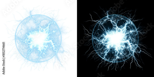 Blue Lightning Energy Orb Sci-Fi Plasma Sphere
