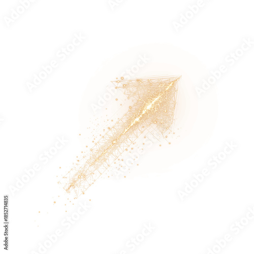 Glowing Golden Tech Arrow Pointing Up, Abstract Growth Symbol, PNG