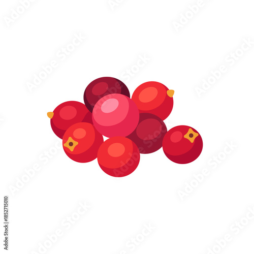 Cranberry red berries pile, fruit icon, isolated flat style vector illustration
