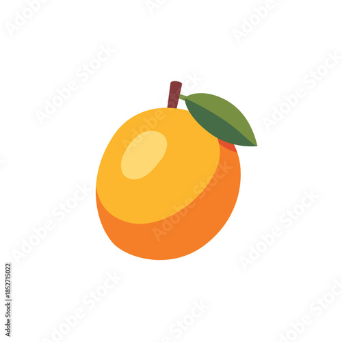 Yellow mango with leaf, fruit icon, isolated flat style vector illustration