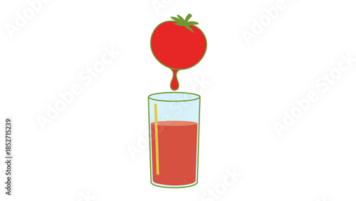 Fresh Tomato Juice Being Poured into a Glass, Healthy Drink Concept