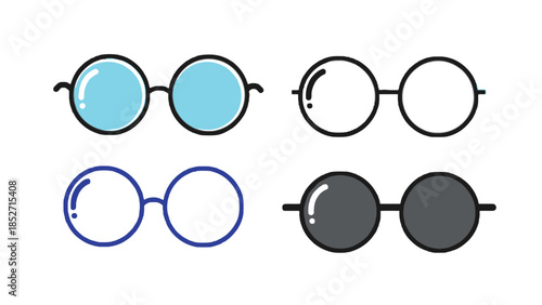 Variety of Round Glasses with Different Lens Colors and Styles