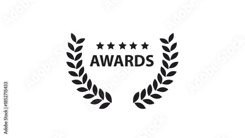 Awards logo with laurel wreath and stars on white background symbolizing achievement