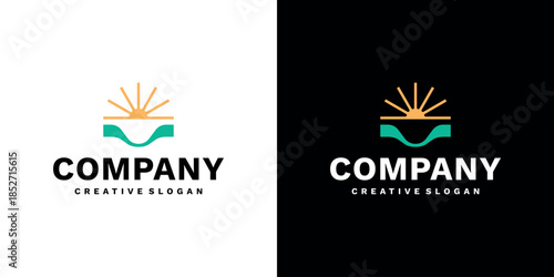 Modern Sunrise Symbol Logo Vector for Premium Natural Organic Product Branding Template Design