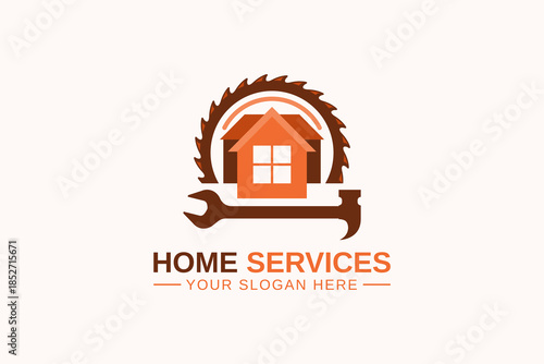 Home service logo vector template. Property and real estate construction, home repair, and building logo icon
