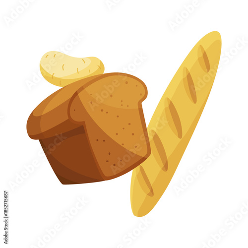 Freshly Baked Bread Loaves and Slices Served with Butter Inside