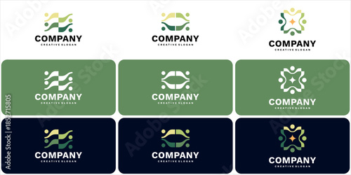 Collection of Teamwork Logos for Social Organizations, Humanitarian Welfare and Community Empowerment, Green Modern Vector Designs