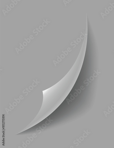 Curled paper corner. Curve page corner, page edge curl and bent paper sheet with realistic shadow. Paper corner fold isolated on white background