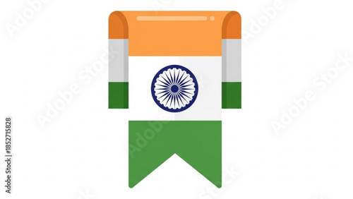 Indian flag bookmark icon national symbol of India in flat design style isolated on white background for web and print