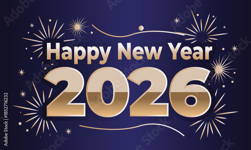 Happy new year 2026 typography icon