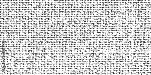 Black and white woven fabric texture with rough thread pattern