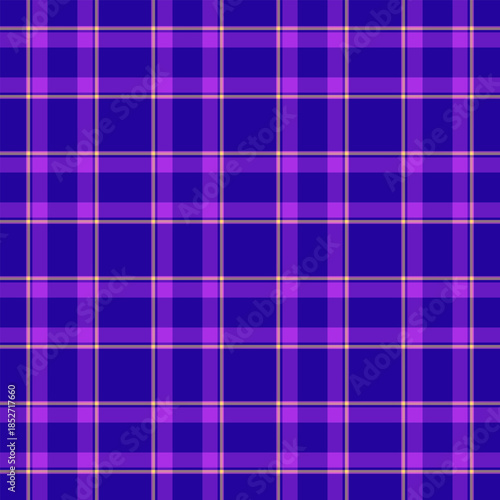 Christmas ornament background textile pattern, native fabric plaid texture. Scrapbooking tartan vector check seamless in indigo and purple colors.