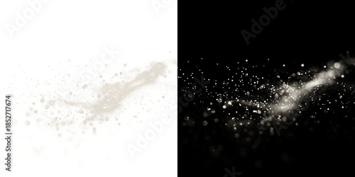 Soft White Sparkle Particles Trail on Transparent Background