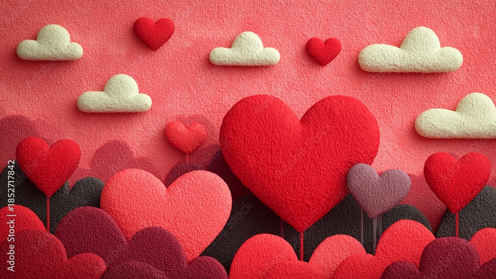 Fototapeta premium Cute Valentine’s Day Illustration with Adorable Heart Characters in Pastel Kawaii Style Playful Mood Sweet Valentine Festival Artwork Featuring Cute Heart Characters Soft Shapes and Joyful Pastel Colo