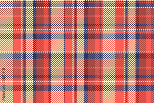 Cloth check background texture, father fabric seamless plaid. Decorative textile tartan vector pattern in red and light colors.