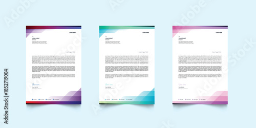 Modern creative clean business letterhead design template with gradient color, corporate letterhead. Modern creative letterhead design template set
