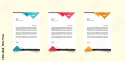 Modern creative clean business letterhead design template with gradient color, corporate letterhead. Modern creative letterhead design template set