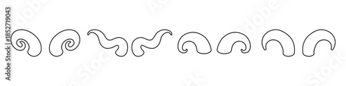 Outline collection of animal horns. Vector fantasy horn sketches for tattoo, tribal, gothic, and monster illustration