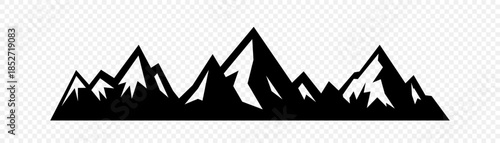 Mountain ridge. Vector snowy alpine peaks for outdoor adventure, travel, hiking and climbing design.