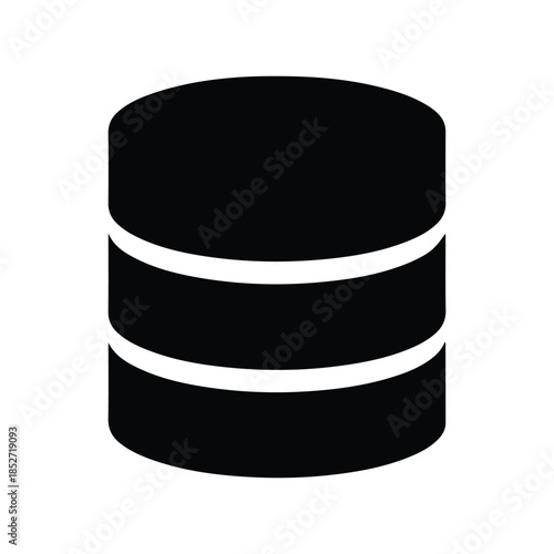 Black Database Cylinder Silhouette Icon