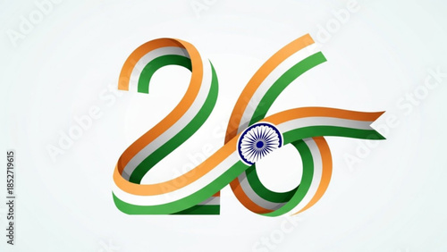 Republic day india 26 january celebration symbol with green, orange, white and blue color scheme representing national pride