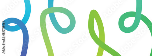 Gradient wavy doodle shapes. Bright rainbow lines with fluid color and playful waves. Squiggly vector elements.